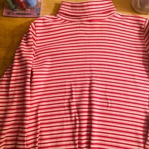 Red and White Striped Turtleneck Sweater 🩷